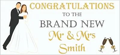 £6.95 • Buy 2 PERSONALISED Congratulations Wedding Banners Party Decorations Mr & Mrs 001