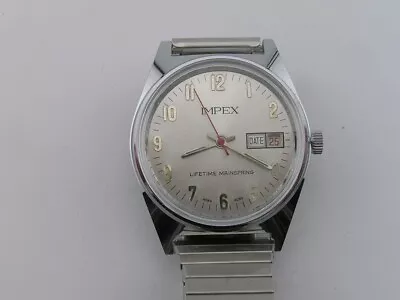 Vintage Impex Watch W/ Date Silver Dial 1960's • $20