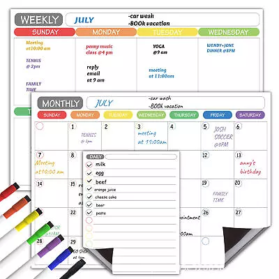  Magnetic Fridge Calendar Message Board Sticker Weekly Monthly Planner UK • £5.68