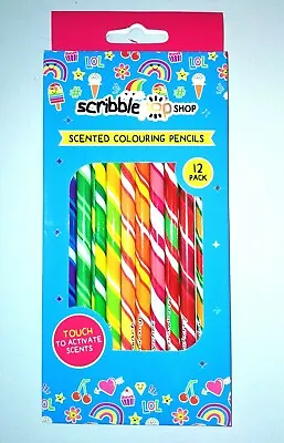 12 Scented Colouring RAINBOW Pencils Back To School Scribble Pop Shop Kids Gift • £3.53