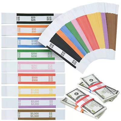 300 Pack Self-Adhesive Money Bands For Cash ABA Standard Colors 7.75 X 1.25 In • $10.99