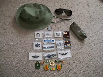 US Army Vietnam Era Original Pkgs Dated 69 71 Insignia Lot OD Boonie Hat Ribbons • $39.95