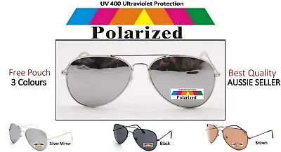 Retro Classic Aviator Pol Silver Metal Frame Mirror Lens 80's Sunnies Sunglasses • $17.95