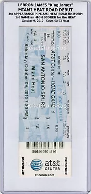 LeBron James MIAMI HEAT ROAD DEBUT 2010 Spurs Heat 10/9 Full Ticket COURTSIDE!!! • $495