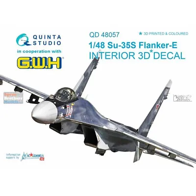 QTSQD48057 1:48 Quinta Studio Interior 3D Decal - Su-35S Flanker-E (GWH Kit) • $24.79