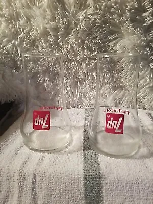 Vintage 1970s Set Of 2 7UP Glasses THE UNCOLA Upside Down Drinking Glass • $8