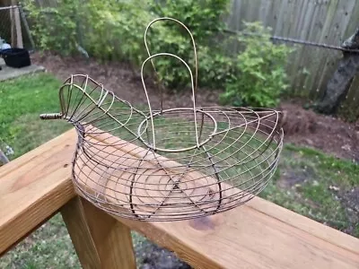 Vintage Farm Bird Metal Wire Egg Gathering Basket Rustic Style Wire Decoration • $0.99