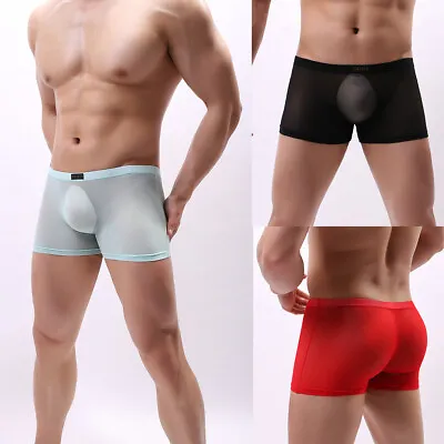 £4.54 • Buy Sexy Men's See Through Sheer Underwear Trunks Panties Briefs Underpants Shorts