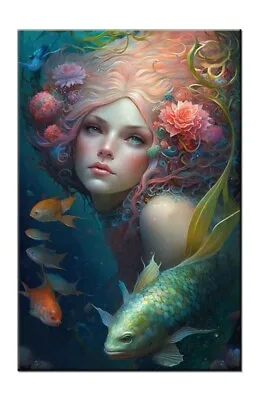 Mermaid Oil Painting Picture Printed On CanvasHome Wall DecorBest Gift II • $79.77
