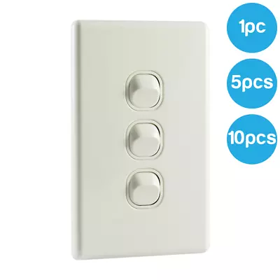 QCE Slimline 3 Gang Triple Light Switch 16A Mechs AS/NZS Approved • $4.60