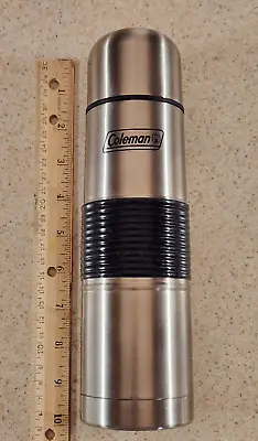 Coleman Stainless Steel Vacuum Bottle Thermos Rubber Grip No Spill Top. • $5.99