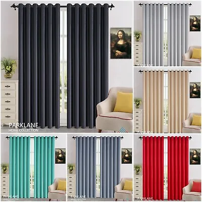 £16.02 • Buy Thick Thermal Blackout Ready Made Eyelet Ring Top Pair Curtains Panel +Tie Backs
