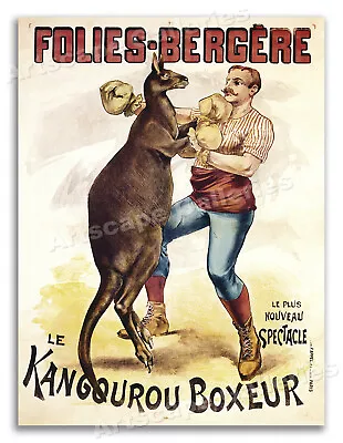 Kangaroo Boxing - 1890s Vintage Style French Art Nouveau Poster - 18x24 • $13.95