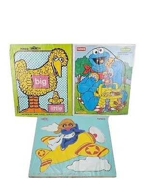 Vtg Playskool Sesame Street Big Bird Grover Cookie Monster 1973 Wooden Puzzle • $15