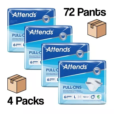 Attends 6L Pull Up Pants Size Large Adult Nappies Incontinence (4 PACKS OF 18) • £59.90