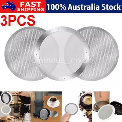 3x 61mm Metal Stainless Steel Fine Coffee Filter Mesh Suit For AeroPress NEW • $11.97