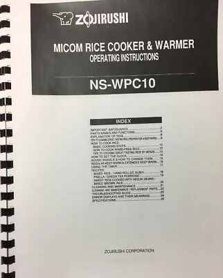 OWNER'S MANUAL  For Zojirushi Micom Rice Cooker & Warmer  NS-WPC10 • $16.78