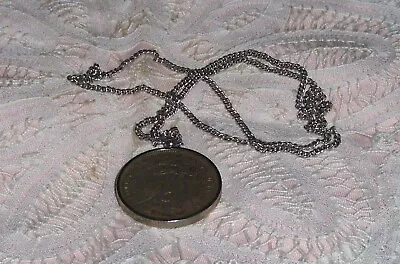 Vtg United States 1890 Silver Dollar Pendant Chain Silver Dollar Coin Necklace • $44.95