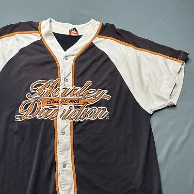 Vintage Harley Davidson Shirt Mens XL Black Baseball Jersey 90's Biker Retro • $34.99