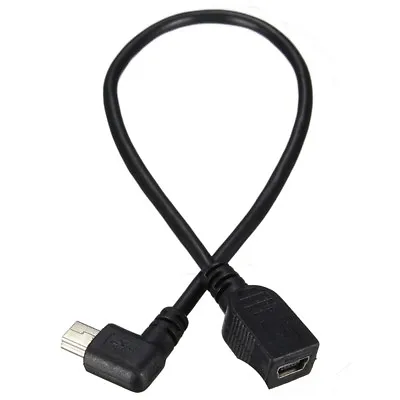 90° Left Angle Mini USB Male To Female Extension Cable For MP3 GPS Camera • £4.90