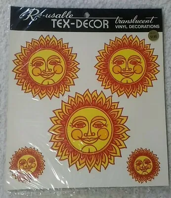 Tex Decor Vinyl Smiling Sun Decal Sticker 5 Ct Textured Re-usable Crafting • $7.99