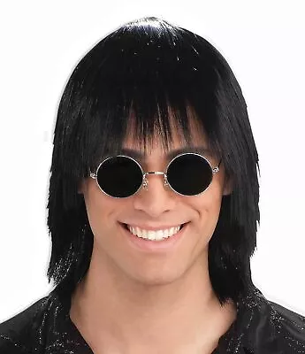 Party Guy Wig 70's Disco Fever Black Fancy Dress Up Halloween Costume Accessory • $21.57