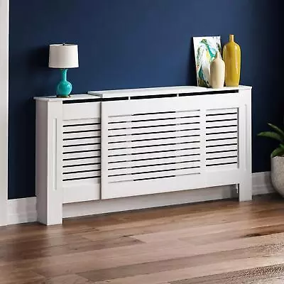 SALE Radiator Cover Adjustable Modern Cabinet Shelf MDF Grill Furniture White • £53.99