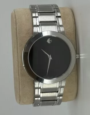 MOVADO MUSEUM STIRI 08.1.14.1030 Black Dial Stainless Steel Quartz Watch 0606191 • $235