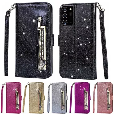 For Samsung S22 S21/S20 FE Ultra S10 Plus S9 8 Case Leather Wallet Glitter Cover • $15.99