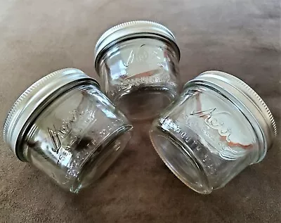 Kerr Wide Mouth Mason Self-sealing Glass Storage 7 Oz. Canning Jar Set Of 4 • $7.99