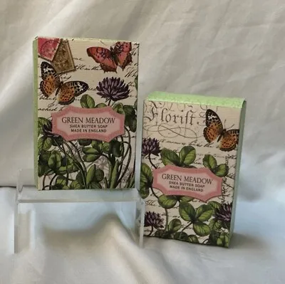 Michel Design Works 4.5 Oz X 2 Boxed Soap Set GREEN MEADOW Sweet Clover Scent • $14.26