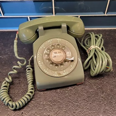 VTG 1955 Western Electric Bell System 500 Avocado Green Rotary Desk Telephone • $34.99