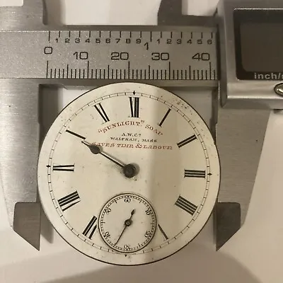 Awc Waltham Mass.  Sunlight Soap  Watch Face And Part Movement Spares & Repairs • £4.99