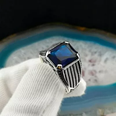 Solid Sterling 925 Silver Men's Jewelry Setting Asian Blue Sapphire • $36