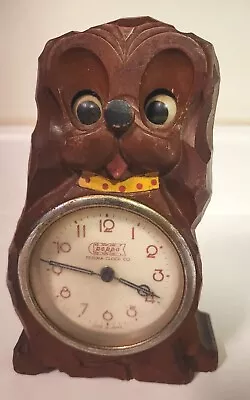 B758 Vintage Cute Tezuka Clock Co Puppo Dog Moving Eyes Wind Up Desk Clock • $98.88