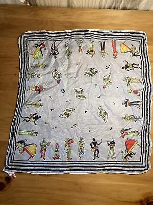 Vanette Creations Hand Rolled Silk Scarf Music Gray French Vintage • $27.50