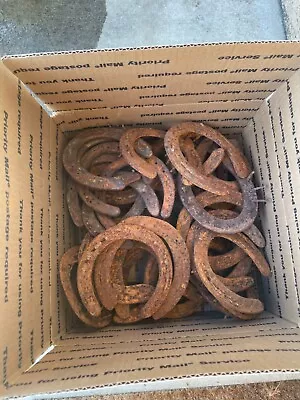 40 USED Steel Rust HORSESHOES NO CLIPS-W/Nails Lot Art Decor Rustic Western Weld • $65