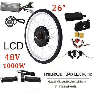 For Rear Wheel E Bike Motor Hub 48V 1000W Electric Bicycle Conversion Kit • $205.20