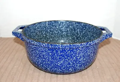 John Wright Cast Iron Blue Speckle Enamel Dutch Oven Cooking Pot 4 Qt NO LID • $42.55