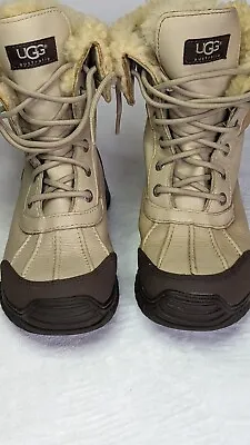 UGG Adirondack II Waterproof Leather Boots Color Sand Size (7) Vibram Sole #1909 • $68.88