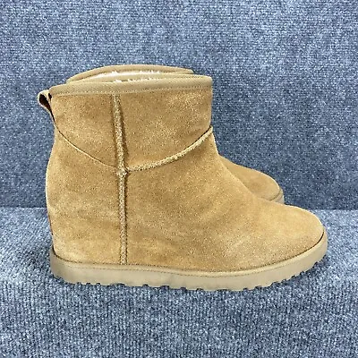 UGG Women’s Size 10 S/N1104609 Brown Suede Boots Hidden Wedge Flat Bottom • $45