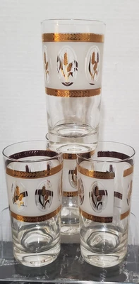 $18 • Buy Set Of 4 Brockway Glass Golden Wheat Highballs Frosted Cocktail Glasses MCM