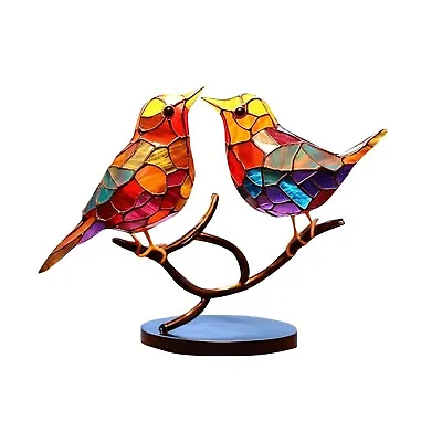 Bird Home Ornament Glass Color Handicraft Handmade Creative Gift Ornament Metal • £14.39