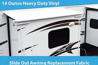 RV Slide Out Awning Replacement Fabric  White  3 Year Warranty- Choose Size • $93.50