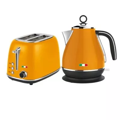 Vintage Electric Kettle & 2 Slice Toaster SET Combo Stainless Steel Mango Orange • $129.99