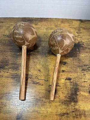 Vintage Hand Made Hand Carved Maracas  • $14.99