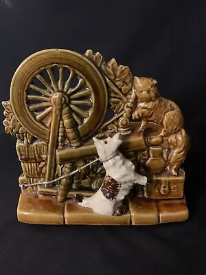 McCoy Planter Vintage 1950's Spinning Wheel With Scottie Dog And Pershian Cat • $16.50