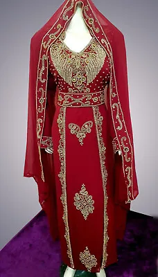 Dubai Moroccan Islamic Kaftan Abaya Jalabiya Maxi Party Wear Long Sleeve Dresses • $57.85