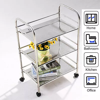 3-Tier Stainless Steel Kitchen Trolley Cart Microwave Oven Rack Utility Cart US • $54