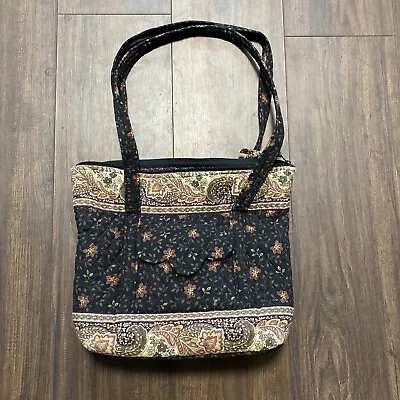 Rare Vintage Vera Bradley Black Walnut Petite Paddy Shoulder Zip Tote Bag 1999 • $14.78